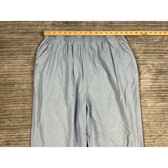 Classic Elements Pants Womens 18W Blue Capri Pull On Floral Embroidered Cotton - Picture 4 of 12